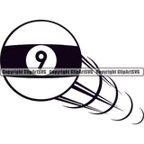 Billiards Pool 9-Ball Motion Speed Lines ClipArt SVG