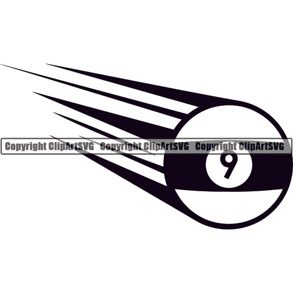 Billiards Pool 9-Ball Motion Speed Lines ClipArt SVG