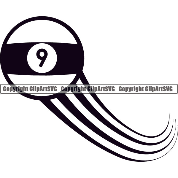 Billiards Pool 9-Ball Motion Speed Lines ClipArt SVG