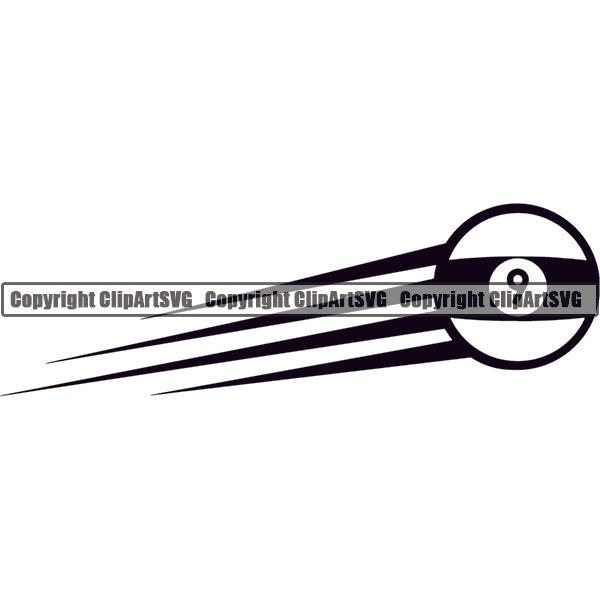 Billiards Pool 9-Ball Motion Speed Lines ClipArt SVG