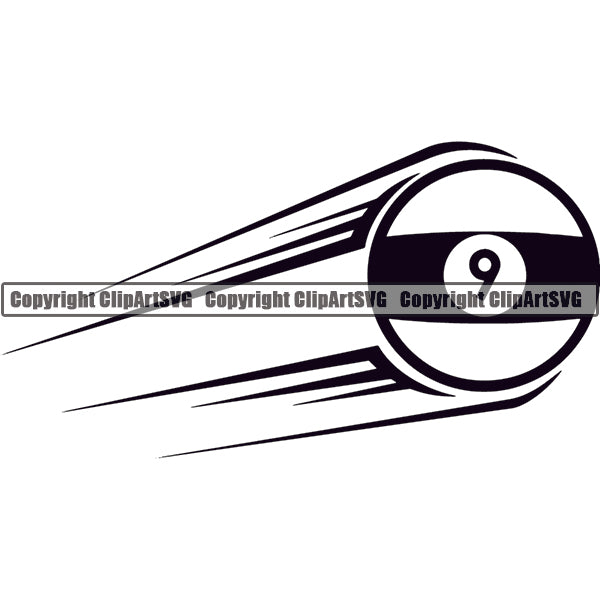 Billiards Pool 9-Ball Motion Speed Lines ClipArt SVG