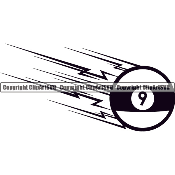 Billiards Pool 9-Ball Motion Speed Lines ClipArt SVG