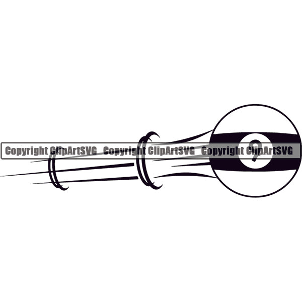 Billiards Pool 9-Ball Motion Speed Lines ClipArt SVG