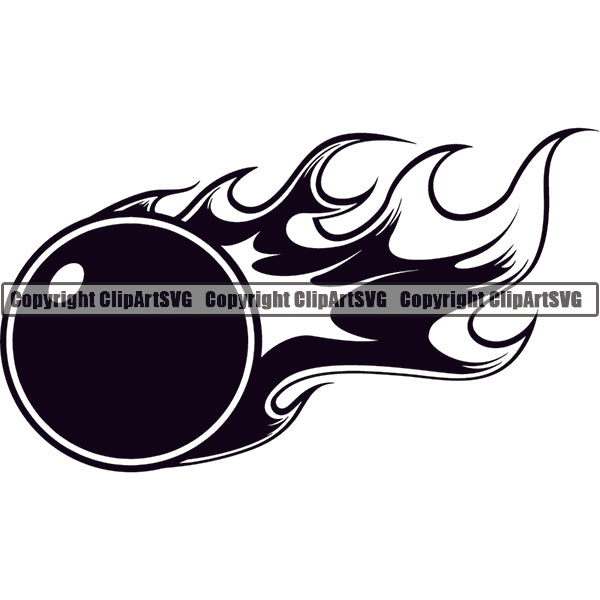 Billiards Pool Snooker Ball Fire Flames ClipArt SVG