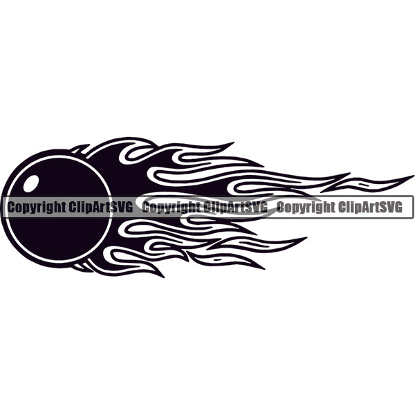 Billiards Pool Snooker Ball Fire Flames ClipArt SVG