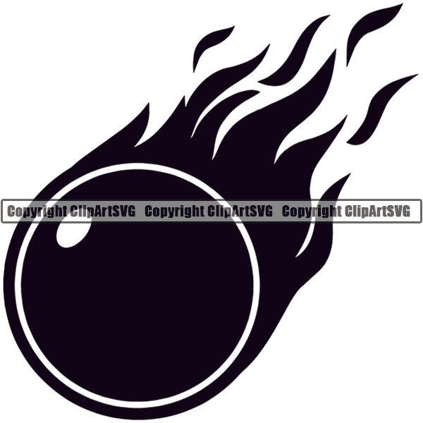 Billiards Pool Snooker Ball Fire Flames ClipArt SVG