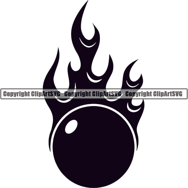 Billiards Pool Snooker Ball Fire Flames ClipArt SVG