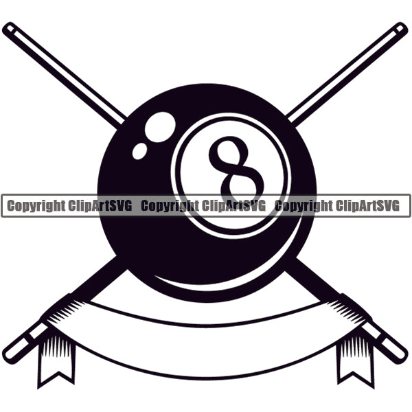 Billiards Pool 8-Ball Logo ClipArt SVG