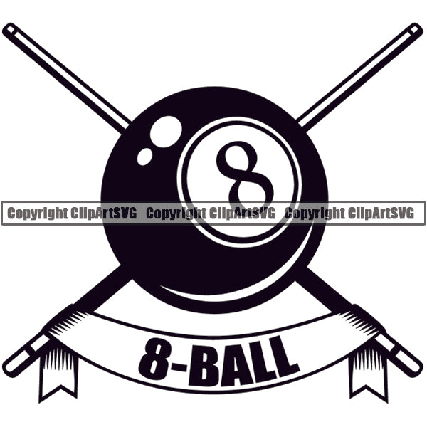 Billiards Pool 8-Ball Logo ClipArt SVG