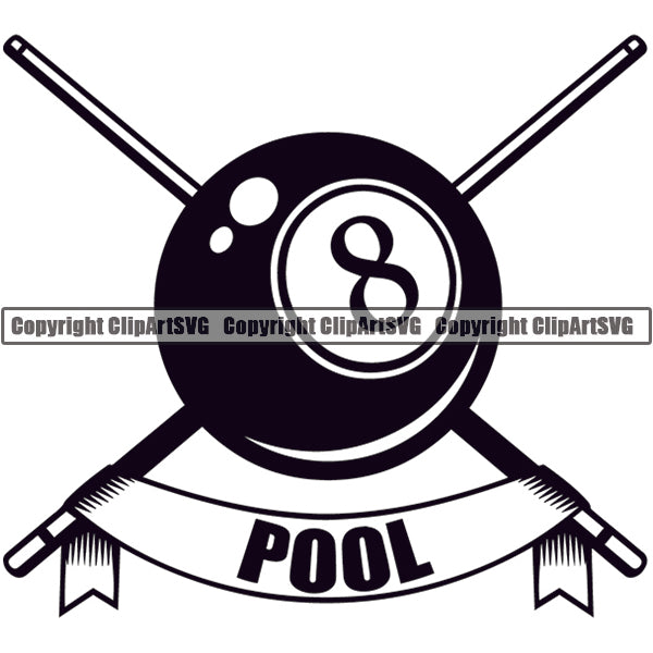 Billiards Pool 8-Ball Logo ClipArt SVG