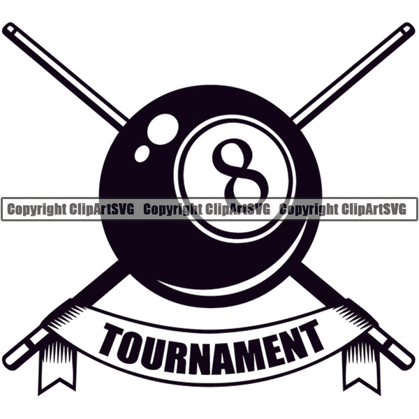 Billiards Pool 8-Ball Logo ClipArt SVG