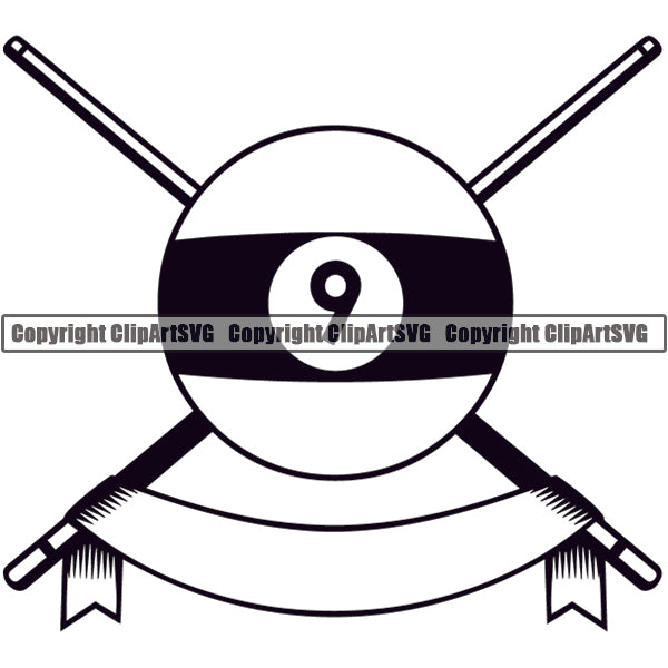Billiards Pool 9-Ball Logo ClipArt SVG