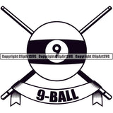 Billiards Pool 9-Ball Logo ClipArt SVG