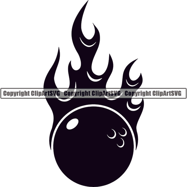 Sports Game Bowling Bowler Bowl Flame ClipArt SVG