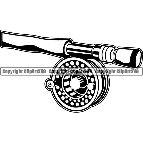 Sports Game Fishing Hunting Fish Hunt Fly Reel ClipArt SVG