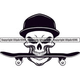 Sports Skateboard Board Skull Skeleton Scary Evil Horror Halloween Death Dead X Sports Extreme ClipArt SVG
