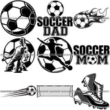 9 Soccer Design Elements School Sport Game Women Men Boys Girls BUNDLE ClipArt SVG