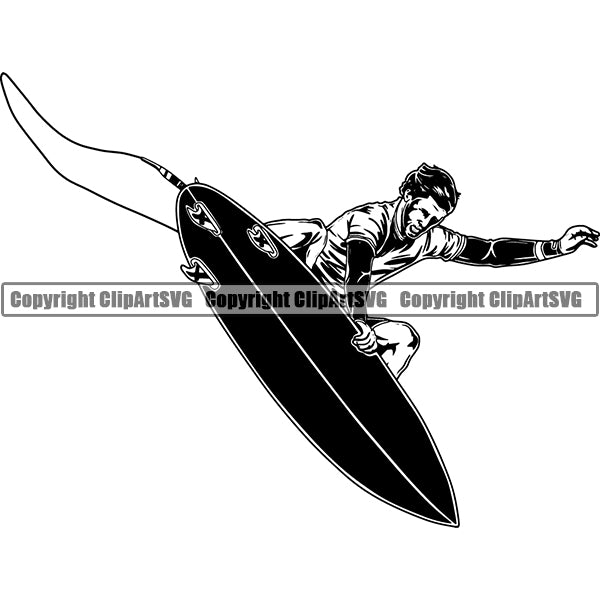 Sports Surfing Surf Surfer ClipArt SVG
