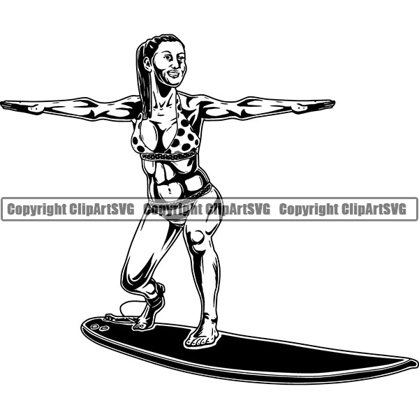 Sports Surfing Surf Surfer ClipArt SVG