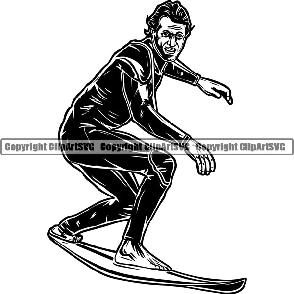 Sports Surfing Surf Surfer ClipArt SVG