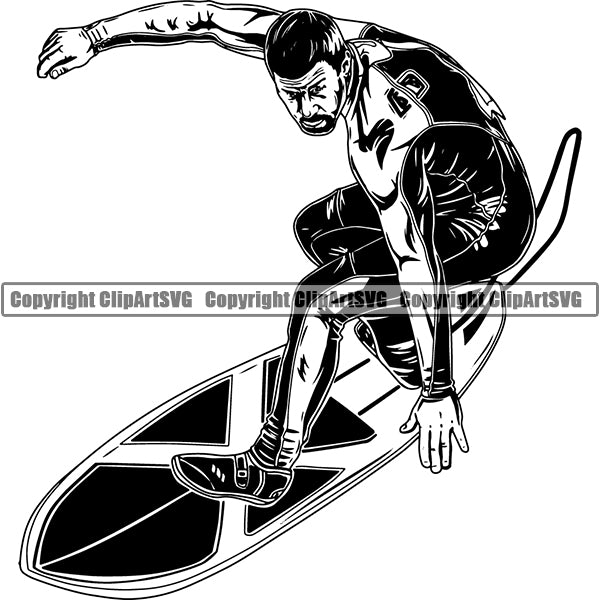 Sports Surfing Surf Surfer ClipArt SVG
