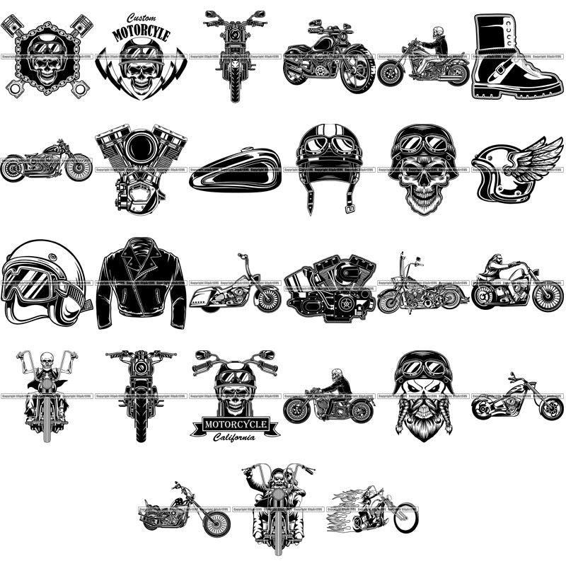 27 Motorcycle Chopper Biker Top Selling Designs Service Repair Shop Racing SUPER BUNDLE ClipArt SVG