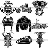 9 Motorcycle Chopper Biker Top Selling Designs Service Repair Shop Racing BUNDLE (C) ClipArt SVG