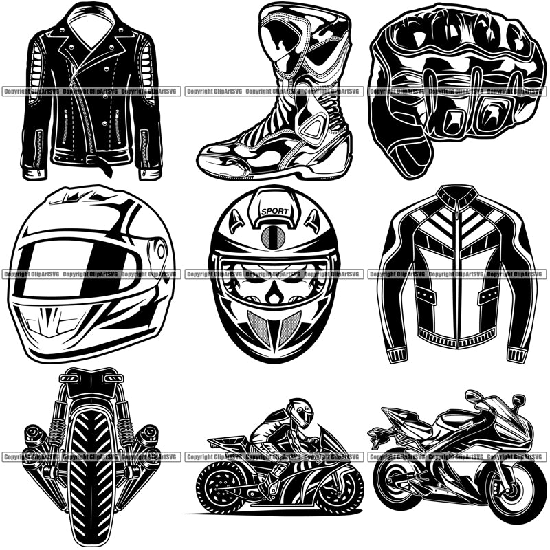 9 Motorcycle Superbike Super Bike Top Selling Designs Service Repair Shop Biker Race Racing BUNDLE ClipArt SVG