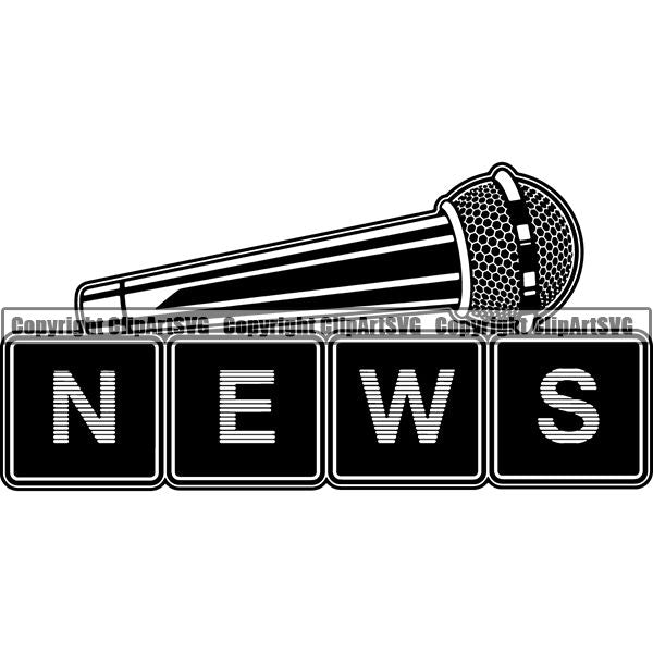 Microphone Mic Audio Music Record Broadcast Podcast Webinar Equipment Logo ClipArt SVG