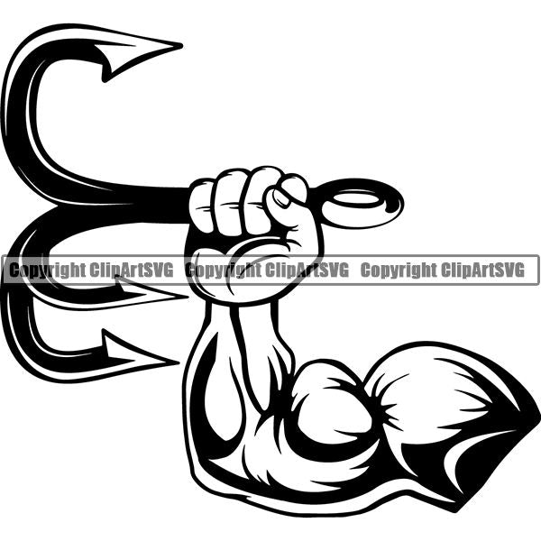 Sports Game Fishing Hunting Fish Hunt Hook 3 Prong ClipArt SVG