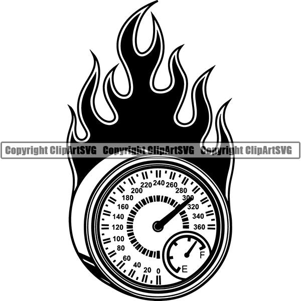 Sports Car Racing Fire ClipArt SVG