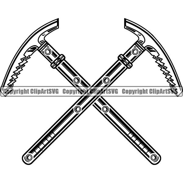 Mountain Climbing Rock Climber Pickaxe Ice Pick Axe ClipArt SVG