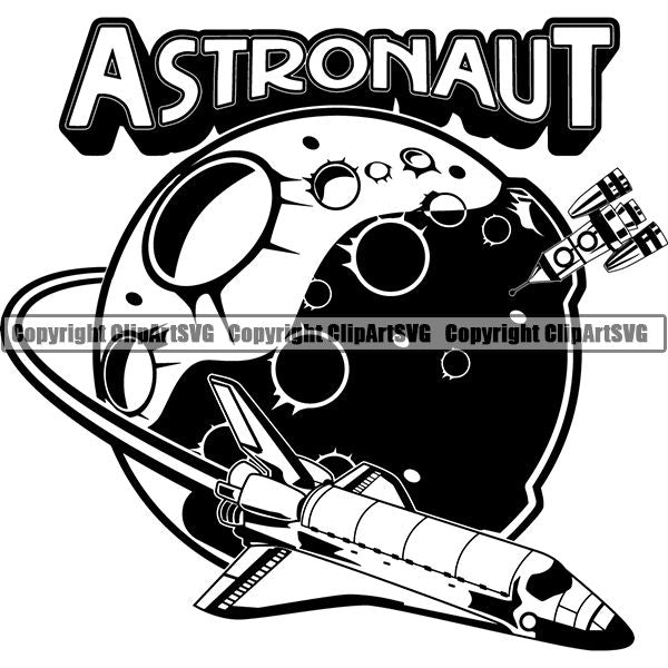 Astronaut Outer Space Shuttle Sci-Fi Science Fiction Logo ClipArt SVG