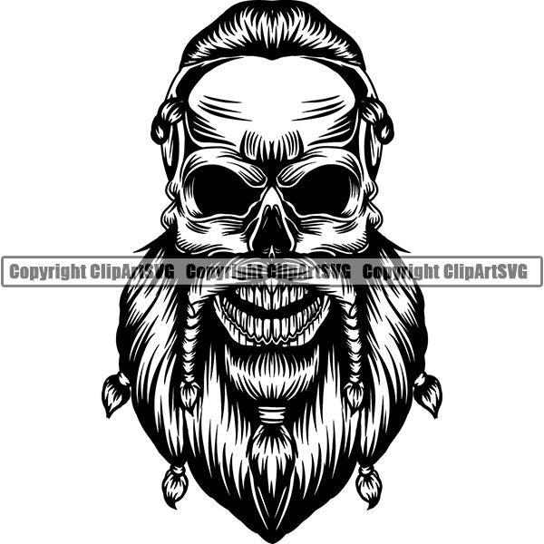 Viking Warrior Skull ClipArt SVG