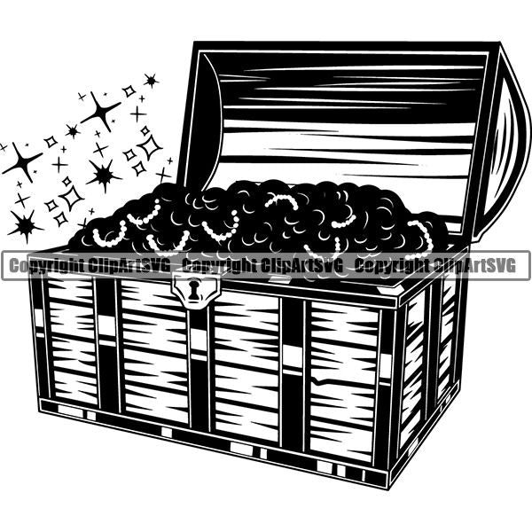 Pirate Sea Gangster Criminal Warrior Treasure Chest  ClipArt SVG