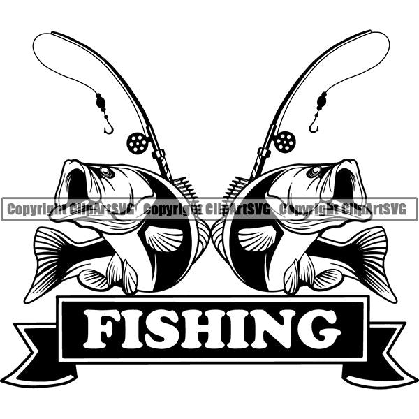 Sports Game Fishing Hunting Fish Hunt Logo ClipArt SVG