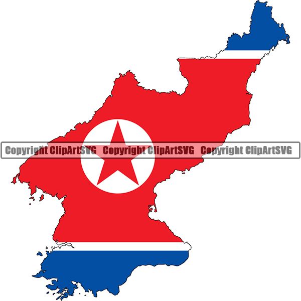 Country Flag Map North Korea ClipArt SVG