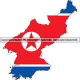 Country Flag Map North Korea ClipArt SVG