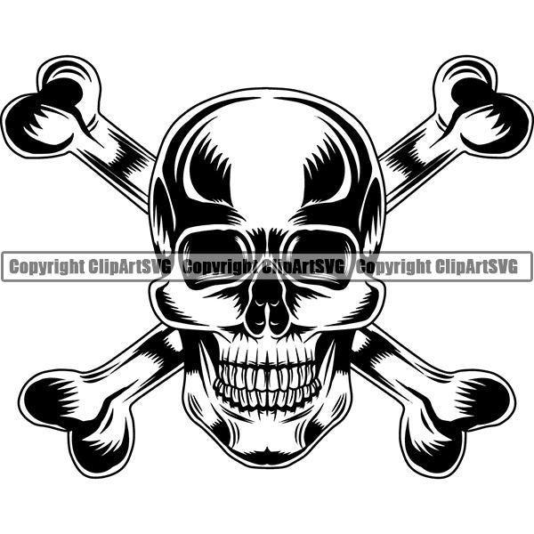 Pirate Sea Gangster Criminal Warrior Skull Crossbones ClipArt SVG
