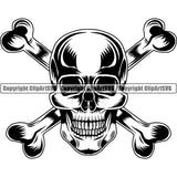 Pirate Sea Gangster Criminal Warrior Skull Crossbones ClipArt SVG