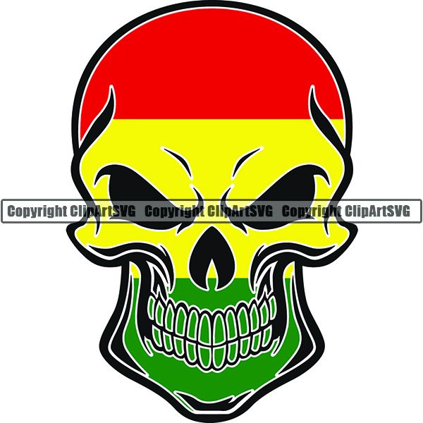 Country Flag Skull Bolivia ClipArt SVG