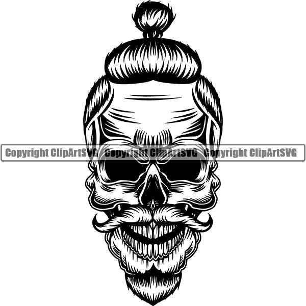 Viking Warrior Skull ClipArt SVG