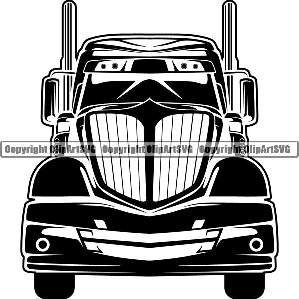 Truck Driver Trucking Trucker Driving Transportation Semi Tractor Trailer Logo ClipArt SVG