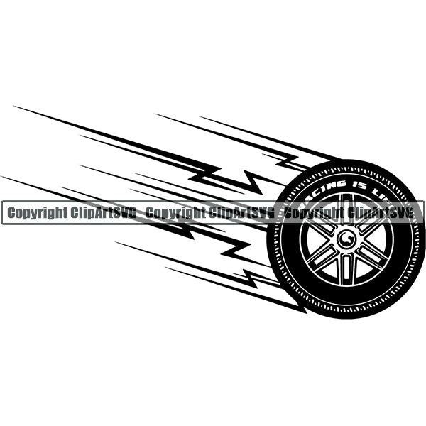 Sports Car Racing Tire Motion ClipArt SVG