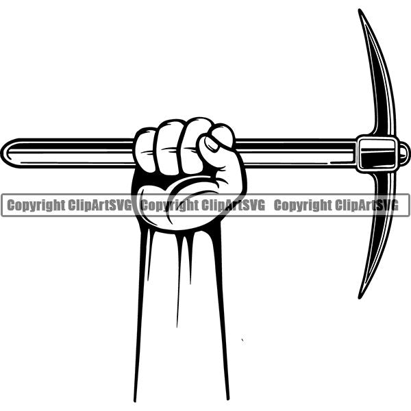 Mining Mine Miner Pick Axe ClipArt SVG