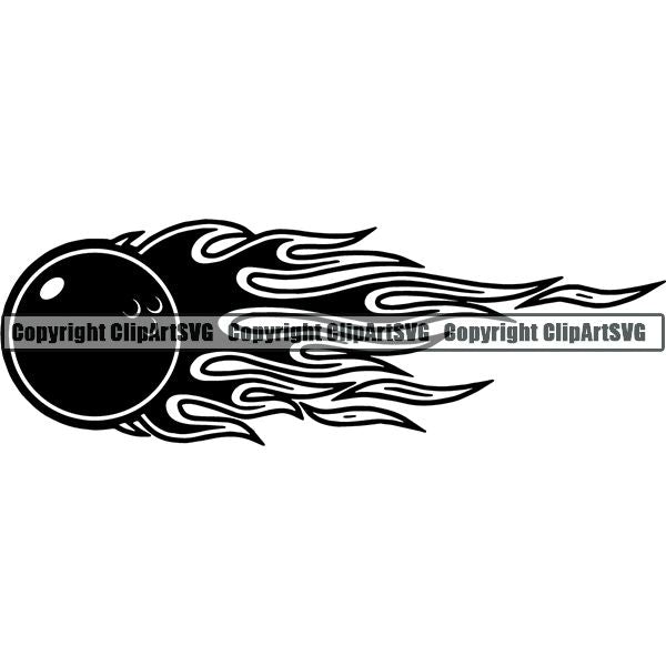 Sports Game Bowling Bowler Bowl Flame ClipArt SVG