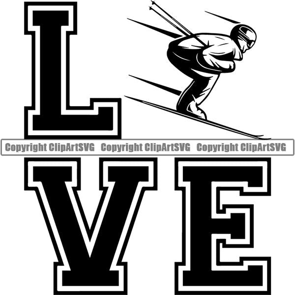 Sports Skiing Ski Snowboarding Snowboard Love ClipArt SVG