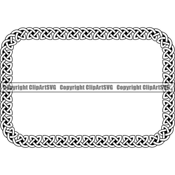 Viking Celtic Frame Border Design Element Rectangle ClipArt SVG