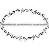 Music Design Element Frame Border Notes Scattered Oval ClipArt SVG