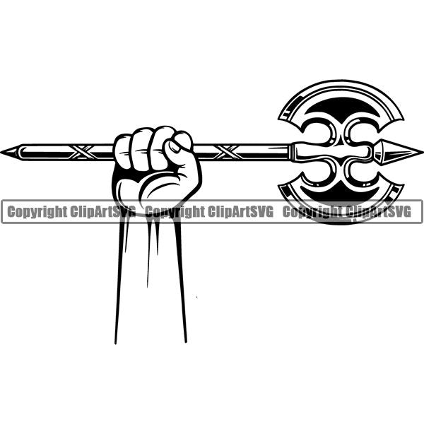 Viking Warrior Axe Double ClipArt SVG